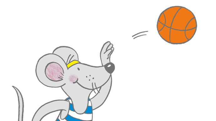Illustration Maskottchen Piet mit Basketball