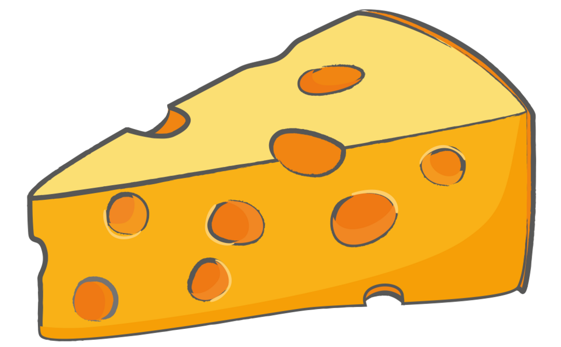 Illustration: Ein Stück Käse mit Löchern.