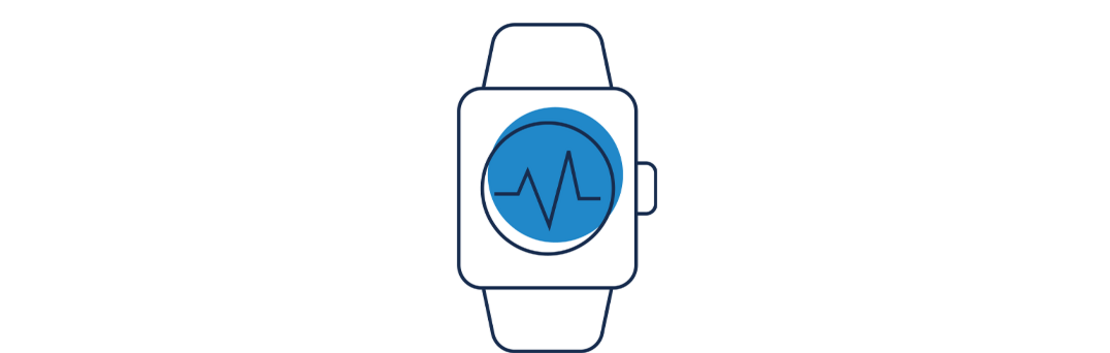 Illustration einer Smartwatch, die einen Puls anzeigt.