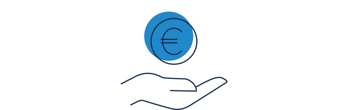 Illustration einer Hand, über der ein Euro-Zeichen schwebt.