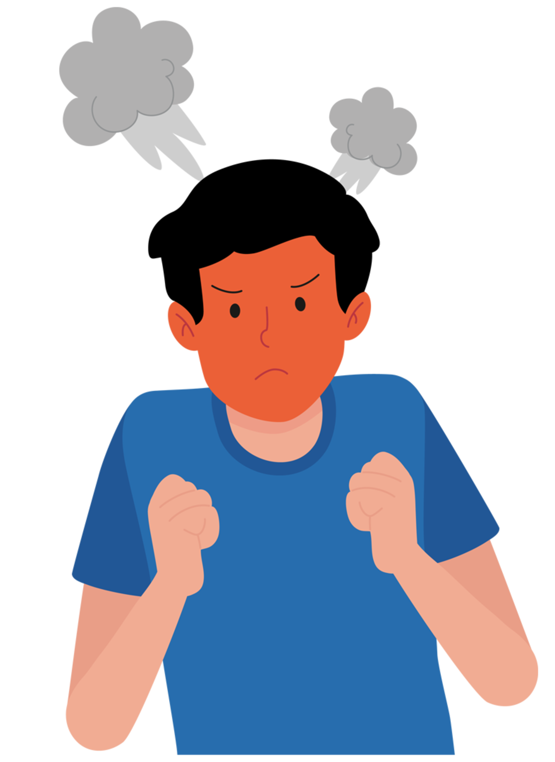 Person mit rotem Kopf "fährt aus der Haut"